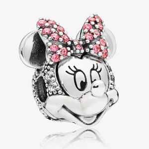 Authentic Pandora Disney Minnie Mouse Pink Pavé Bow Clip Charm -MINT CONDITION